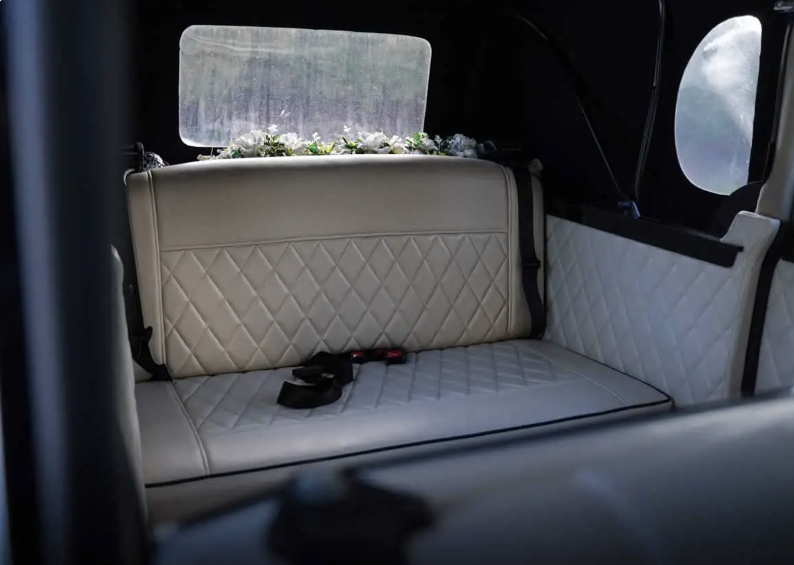 Quilted cream leather rear seating inside the Regent