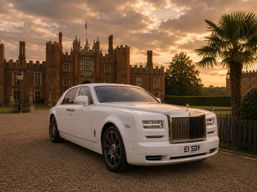 White Rolls-Royce Phantom EWB on gravel